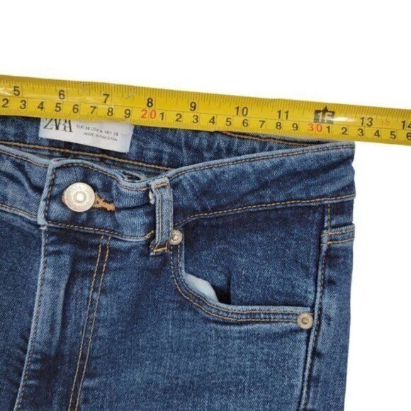 Zara  Medium Blue Fray Split Hem Jeans - Picture 8 of 10